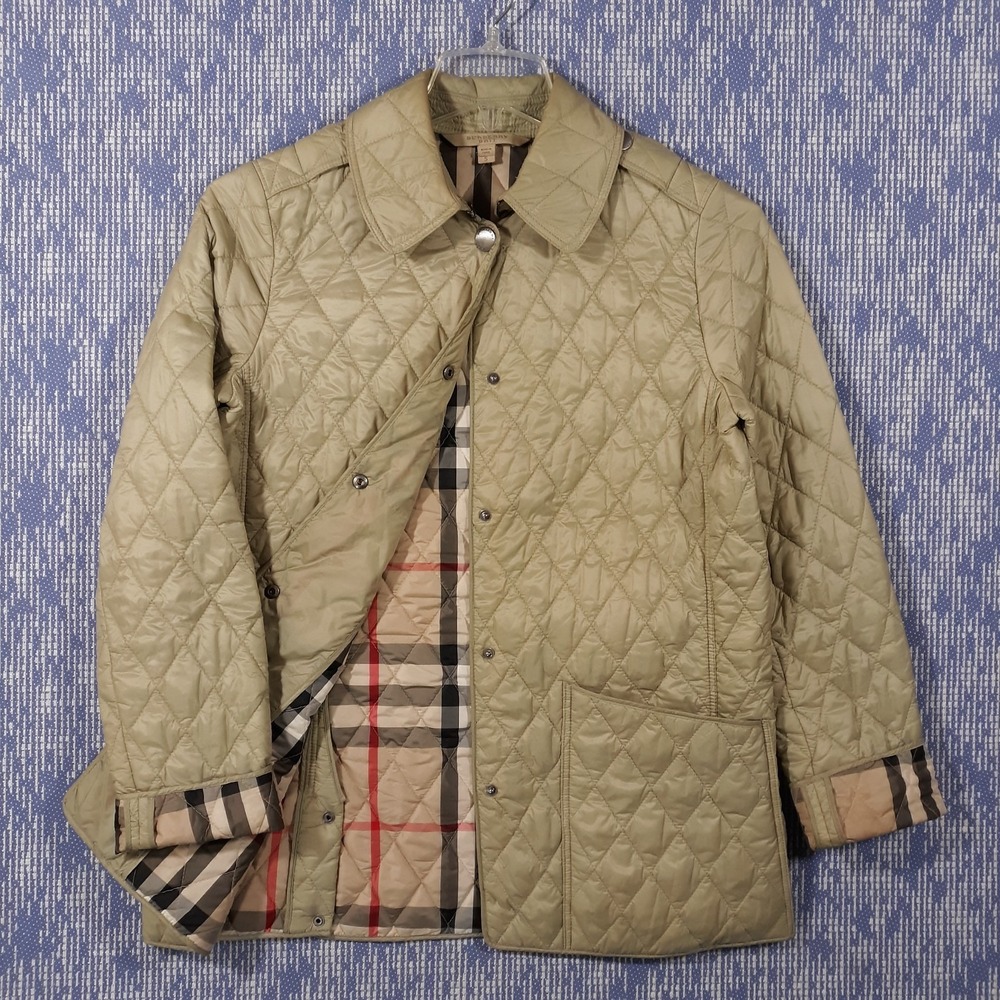 Burberry Brit Quilted Nova Check Lining Jacket Womens Small Collared